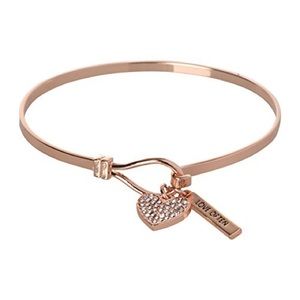 BCBGGeneration Love Often Rose Gold Heart Charm Bangle Bracelet